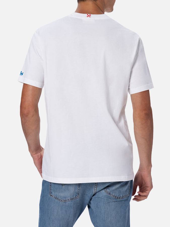 Mc2 Saint Barth T-shirt Da Uomo In Cotone Con Stampa E Ricamo Snoopy Padel| EDIZIONE SPECIALE SNOOPY PEANUTS™