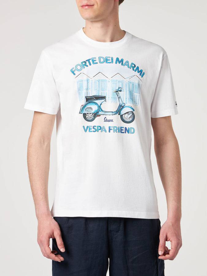 Mc2 Saint Barth T-shirt da uomo in cotone con stampa Forte dei Marmi Vespa friend | EDIZIONE SPECIALE VESPA®