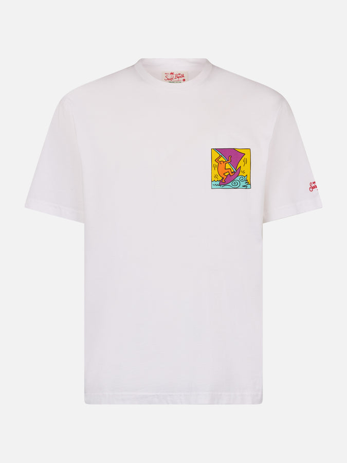 Mc2 Saint Barth T-shirt Da Uomo In Cotone Con Stampa Fronte E Retro Del Disegno Keith Haring | KEITH HARING EDIZIONE SPECIALE