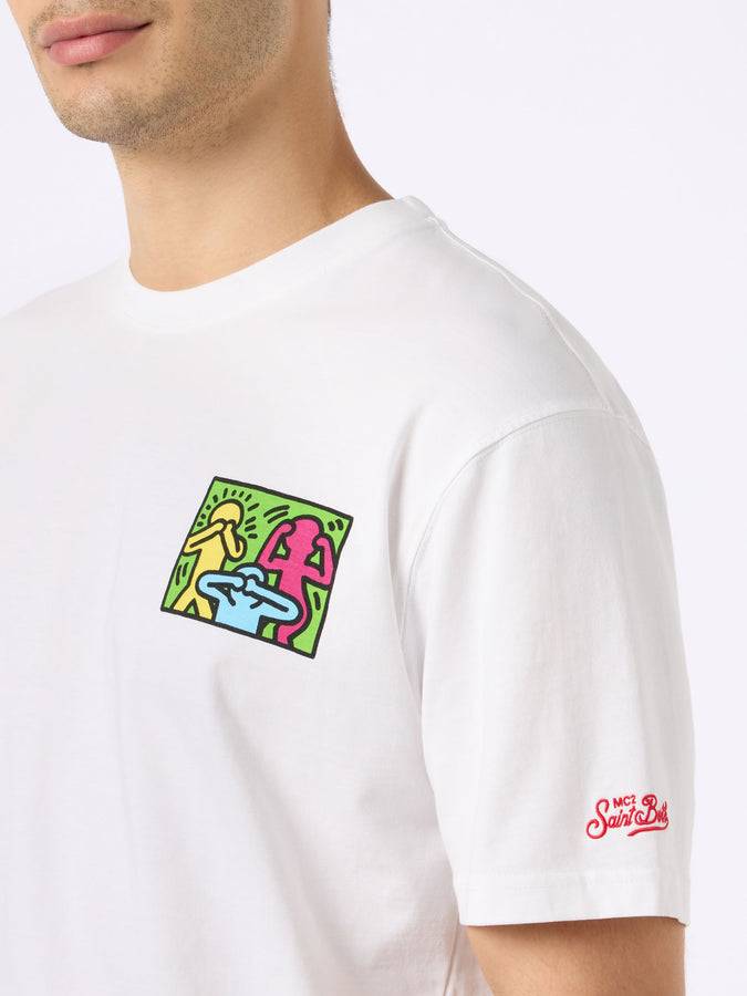 Mc2 Saint Barth T-shirt Da Uomo In Cotone Con Stampa Fronte E Retro Del Disegno Keith Haring | KEITH HARING EDIZIONE SPECIALE