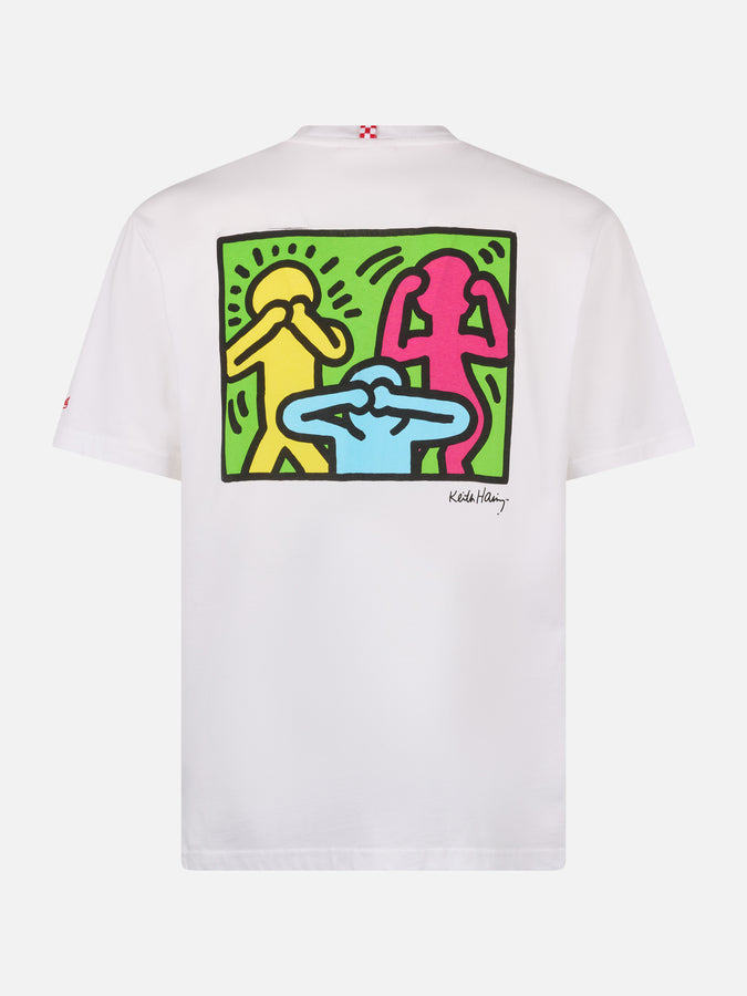 Mc2 Saint Barth T-shirt Da Uomo In Cotone Con Stampa Fronte E Retro Del Disegno Keith Haring | KEITH HARING EDIZIONE SPECIALE