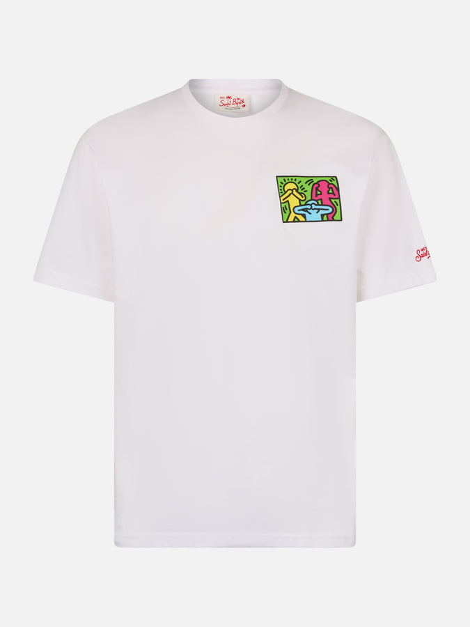 Mc2 Saint Barth T-shirt Da Uomo In Cotone Con Stampa Fronte E Retro Del Disegno Keith Haring | KEITH HARING EDIZIONE SPECIALE