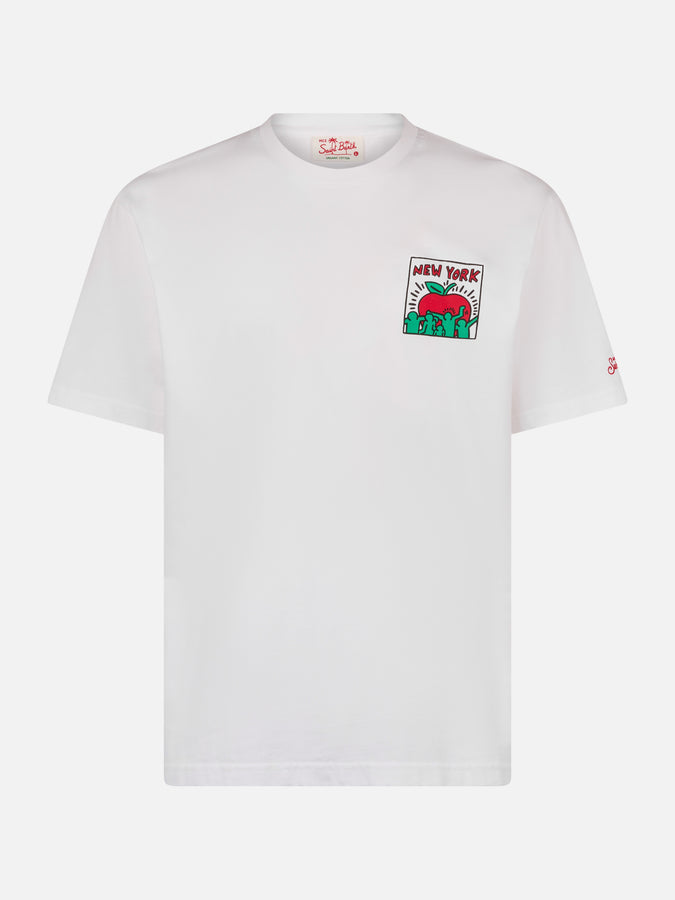 Mc2 Saint Barth T-shirt Da Uomo In Cotone Con Stampa Fronte E Retro Del Disegno Keith Haring | KEITH HARING EDIZIONE SPECIALE