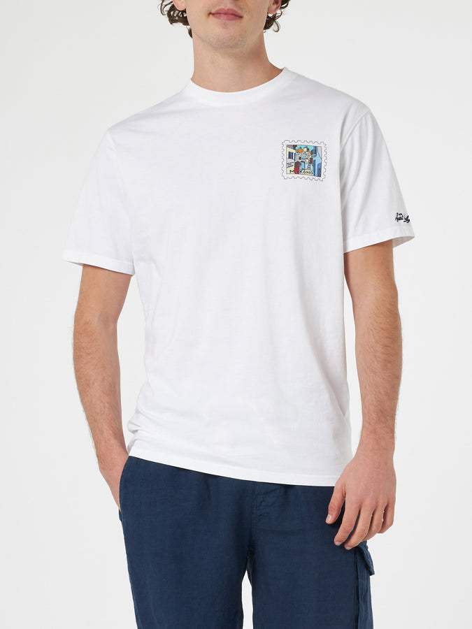 Mc2 Saint Barth T-shirt Da Uomo In Cotone Con Stampa Fronte E Retro Cartolina Di Mykonos | EDIZIONE SPECIALE ALESSANDRO ENRIQUEZ