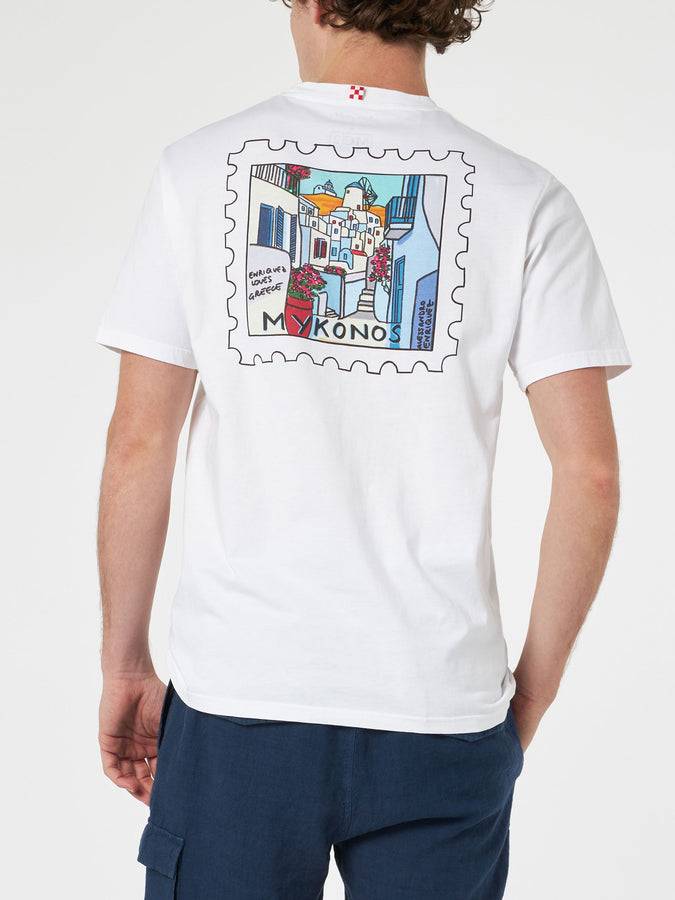 Mc2 Saint Barth T-shirt Da Uomo In Cotone Con Stampa Fronte E Retro Cartolina Di Mykonos | EDIZIONE SPECIALE ALESSANDRO ENRIQUEZ