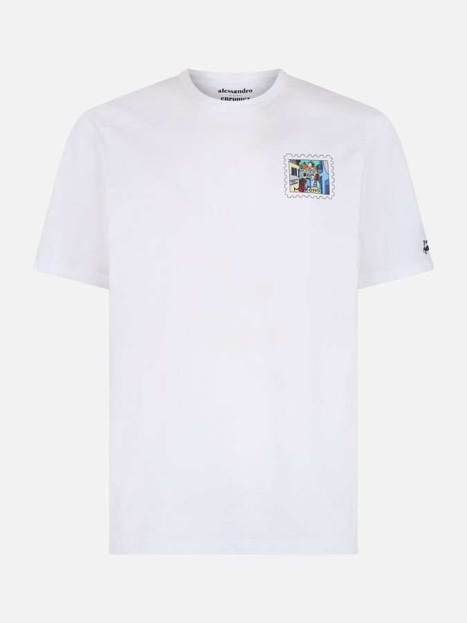Mc2 Saint Barth T-shirt Da Uomo In Cotone Con Stampa Fronte E Retro Cartolina Di Mykonos | EDIZIONE SPECIALE ALESSANDRO ENRIQUEZ