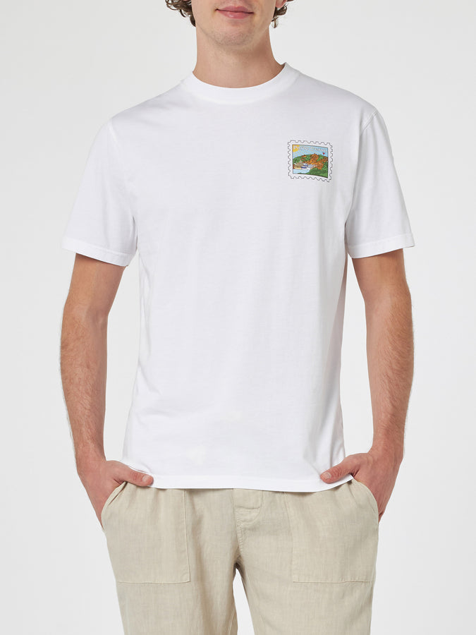 Mc2 Saint Barth T-shirt Da Uomo In Cotone Con Stampa Fronte E Retro Cartolina Di Porto Cervo | EDIZIONE SPECIALE ALESSANDRO ENRIQUEZ