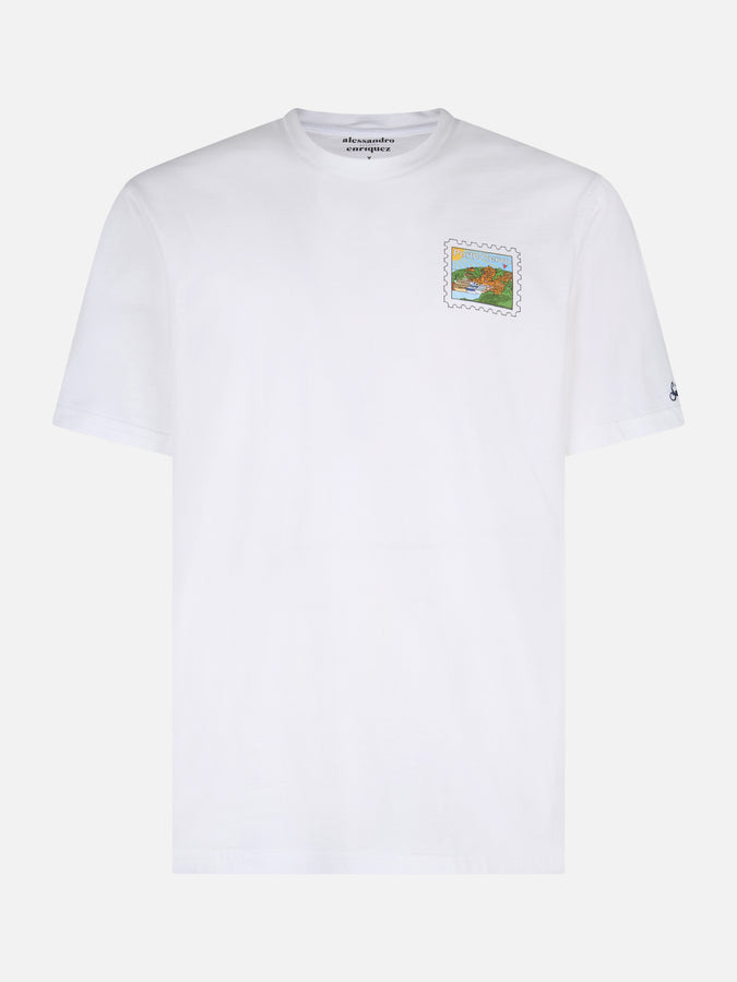 Mc2 Saint Barth T-shirt Da Uomo In Cotone Con Stampa Fronte E Retro Cartolina Di Porto Cervo | EDIZIONE SPECIALE ALESSANDRO ENRIQUEZ