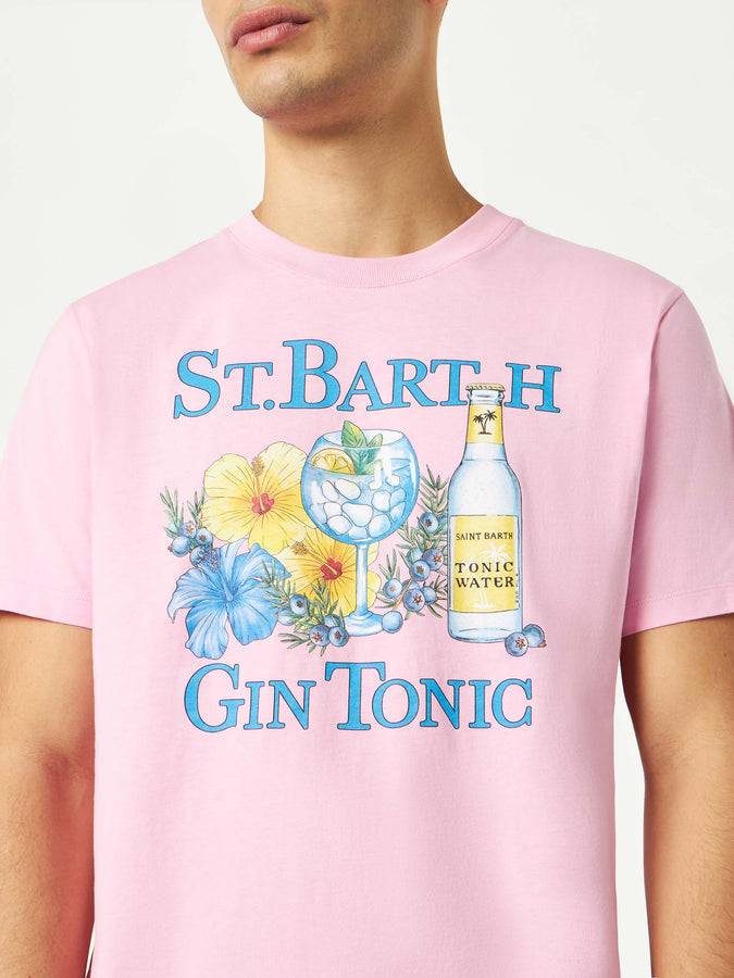 Mc2 Saint Barth T-shirt Da Uomo In Cotone Con Stampa Gin E Fiori