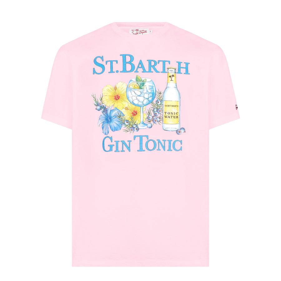 Mc2 Saint Barth T-shirt Da Uomo In Cotone Con Stampa Gin E Fiori