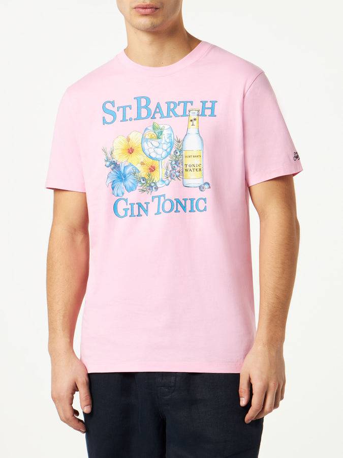 Mc2 Saint Barth T-shirt da uomo in cotone con stampa Gin e fiori