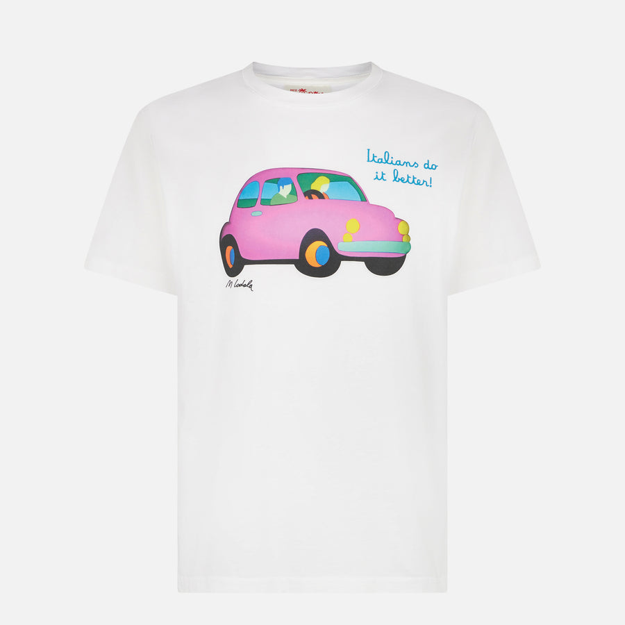 Mc2 Saint Barth T-shirt Da Uomo In Cotone Con Stampa Lodola Car | MARCO LODOLA ARTE EDIZIONE SPECIALE
