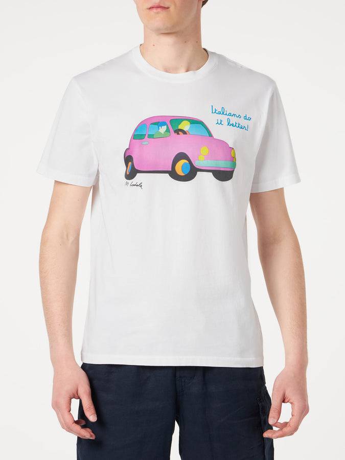 Mc2 Saint Barth T-shirt da uomo in cotone con stampa Lodola Car | MARCO LODOLA ARTE EDIZIONE SPECIALE