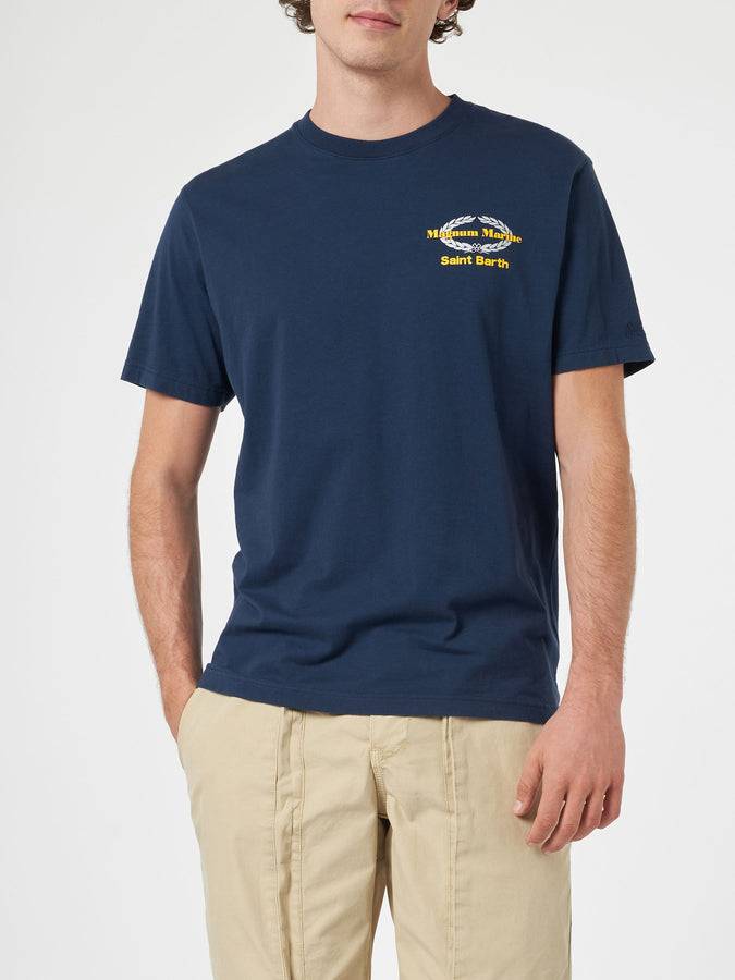 Mc2 Saint Barth T-shirt Da Uomo In Cotone Con Stampa Magnum Marine & Saint Barth Davanti E Dietro | EDIZIONE SPECIALE MAGNUM MARINE