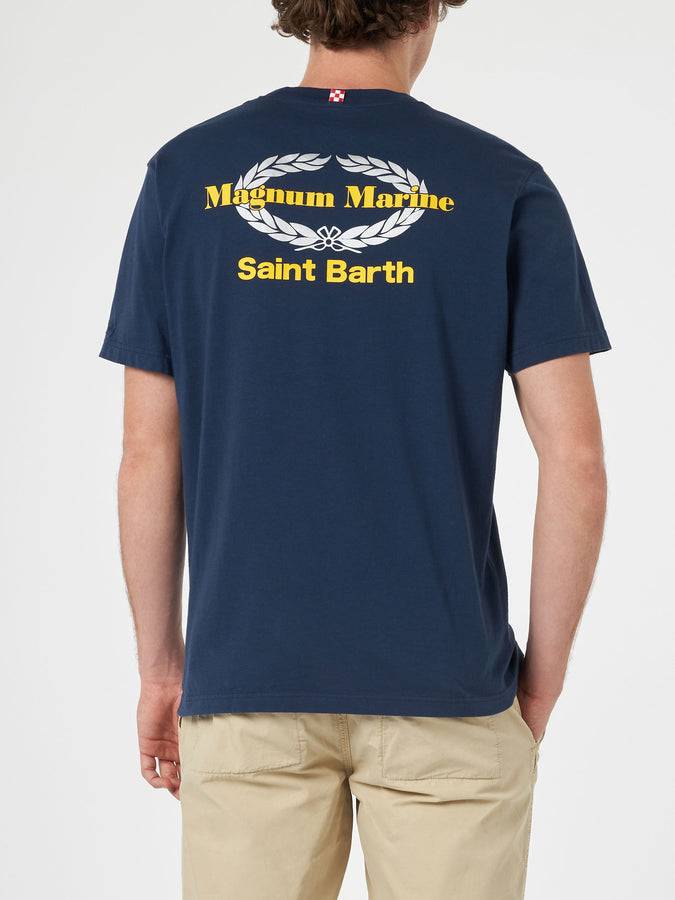 Mc2 Saint Barth T-shirt Da Uomo In Cotone Con Stampa Magnum Marine & Saint Barth Davanti E Dietro | EDIZIONE SPECIALE MAGNUM MARINE