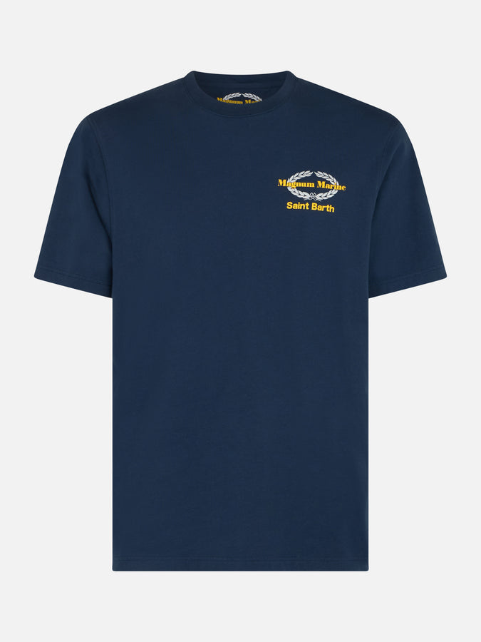 Mc2 Saint Barth T-shirt Da Uomo In Cotone Con Stampa Magnum Marine & Saint Barth Davanti E Dietro | EDIZIONE SPECIALE MAGNUM MARINE