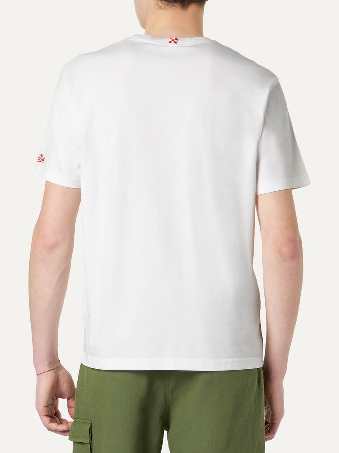 Mc2 Saint Barth T-shirt Da Uomo In Cotone Con Stampa Milano Moto 1992