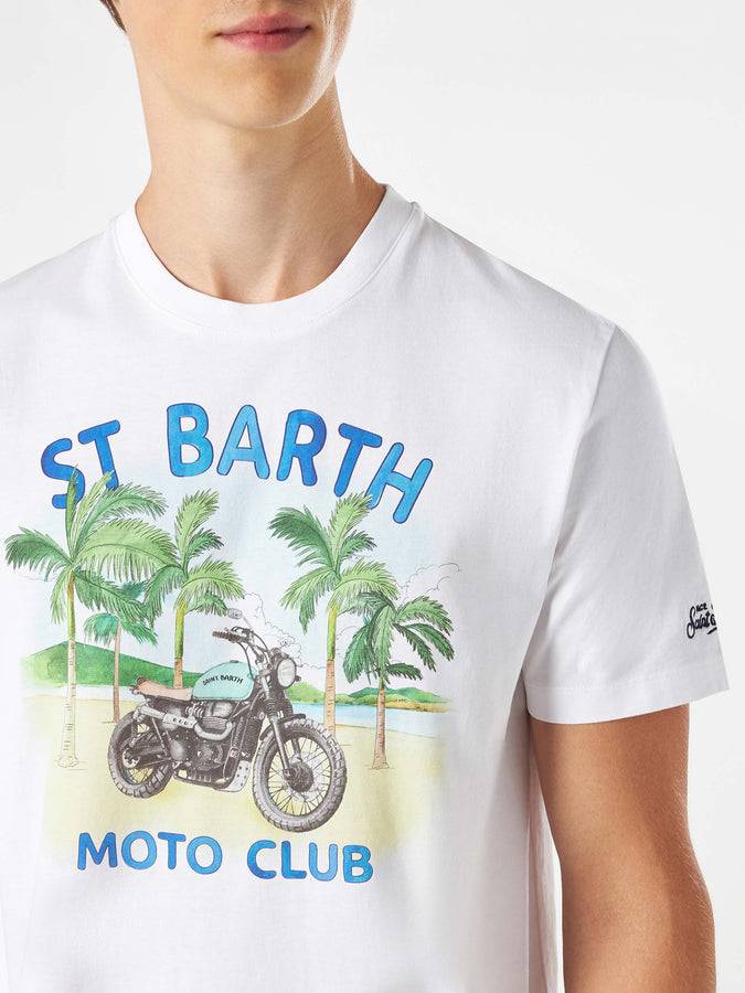 Mc2 Saint Barth T-shirt Da Uomo In Cotone Con Stampa Moto