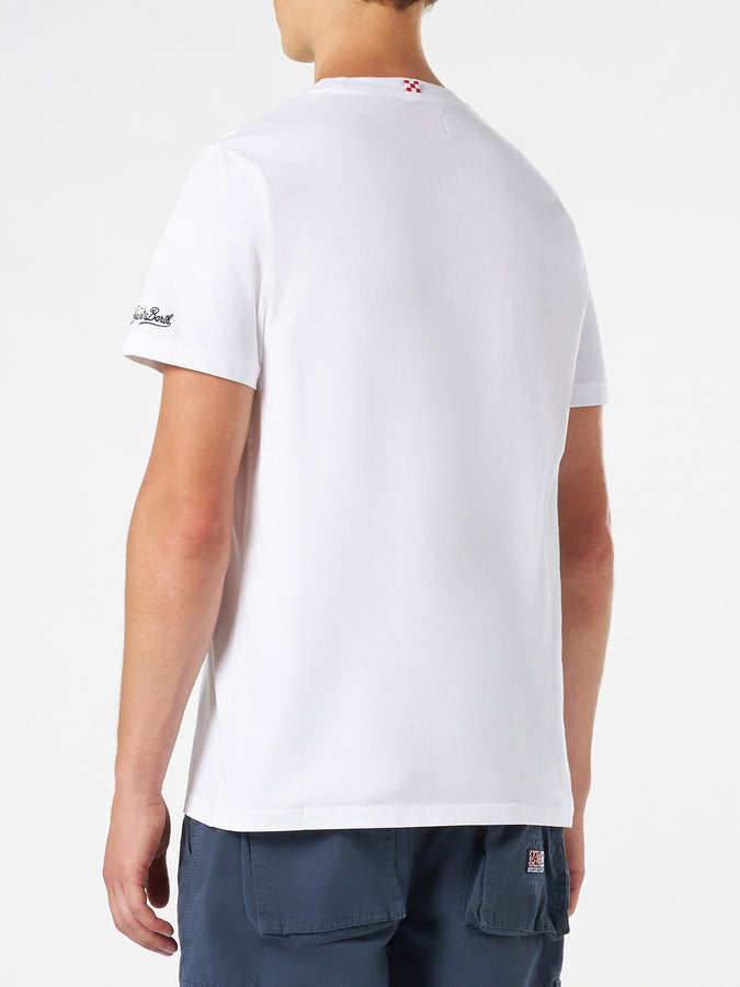 Mc2 Saint Barth T-shirt Da Uomo In Cotone Con Stampa Moto