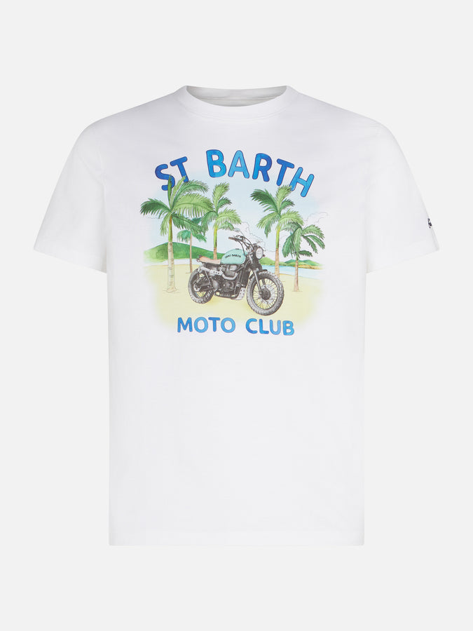 Mc2 Saint Barth T-shirt Da Uomo In Cotone Con Stampa Moto