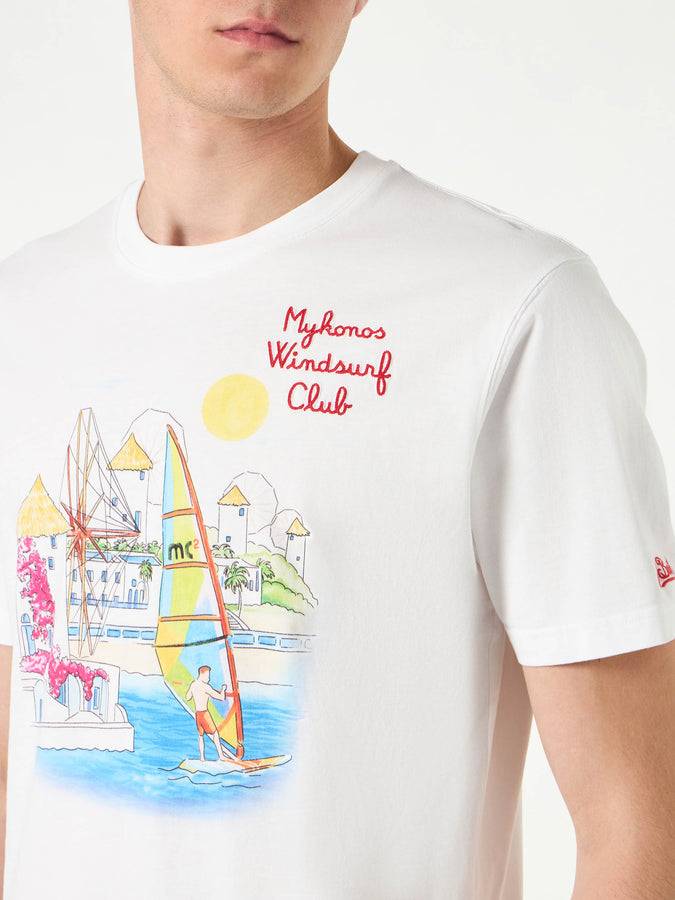 Mc2 Saint Barth T-shirt Da Uomo In Cotone Con Stampa Mykonos