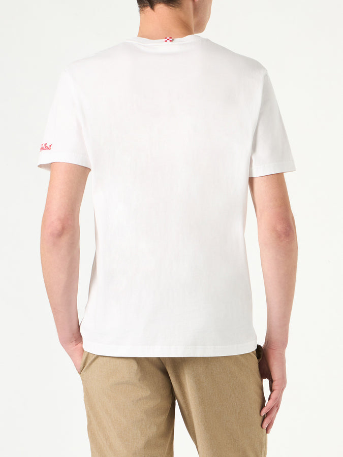 Mc2 Saint Barth T-shirt Da Uomo In Cotone Con Stampa Mykonos