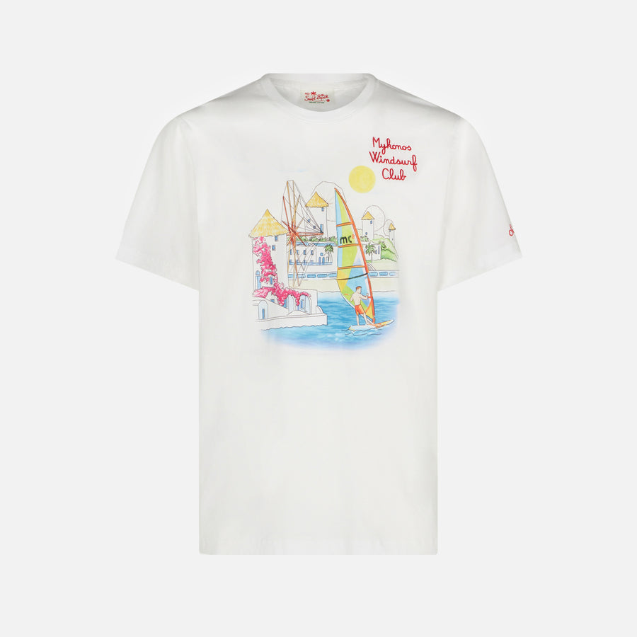 Mc2 Saint Barth T-shirt Da Uomo In Cotone Con Stampa Mykonos