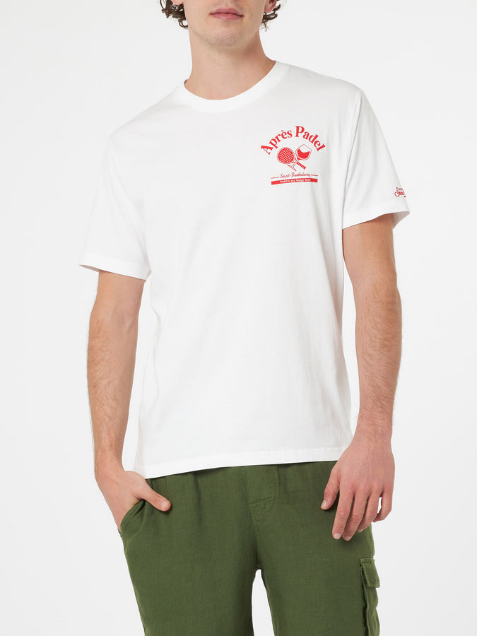 Mc2 Saint Barth T-shirt Da Uomo In Cotone Con Stampa Piazzata Aprés Padel