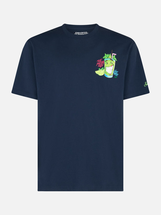 Mc2 Saint Barth T-shirt Da Uomo In Cotone Con Stampa Piazzata Cryptopuppets Mojito Davanti E Dietro | EDIZIONE SPECIALE CRYPTOPUPPETS