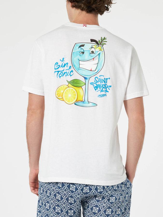 Mc2 Saint Barth T-shirt Da Uomo In Cotone Con Stampa Piazzata Cryptopuppets Gin Tonic Davanti E Dietro | EDIZIONE SPECIALE CRYPTOPUPPETS