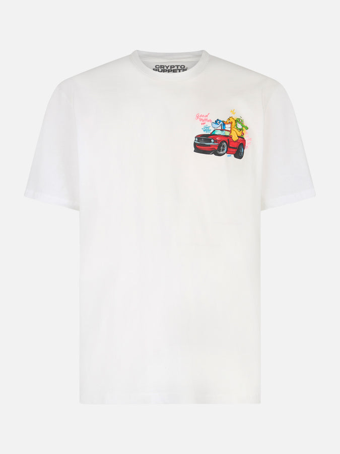 Mc2 Saint Barth T-shirt Da Uomo In Cotone Con Stampa Piazzata Cryptopuppets Good Fellas | EDIZIONE SPECIALE CRYPTOPUPPETS