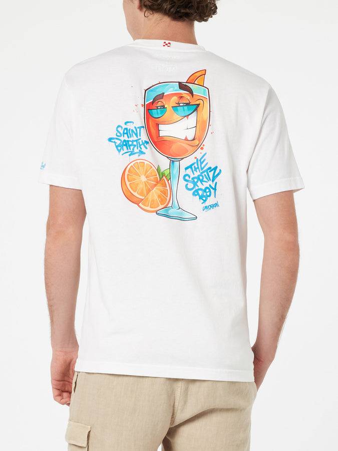 Mc2 Saint Barth T-shirt Da Uomo In Cotone Con Stampa Piazzata Cryptopuppets Spritz Davanti E Dietro | EDIZIONE SPECIALE CRYPTOPUPPETS