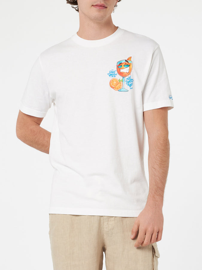 Mc2 Saint Barth T-shirt Da Uomo In Cotone Con Stampa Piazzata Cryptopuppets Spritz Davanti E Dietro | EDIZIONE SPECIALE CRYPTOPUPPETS