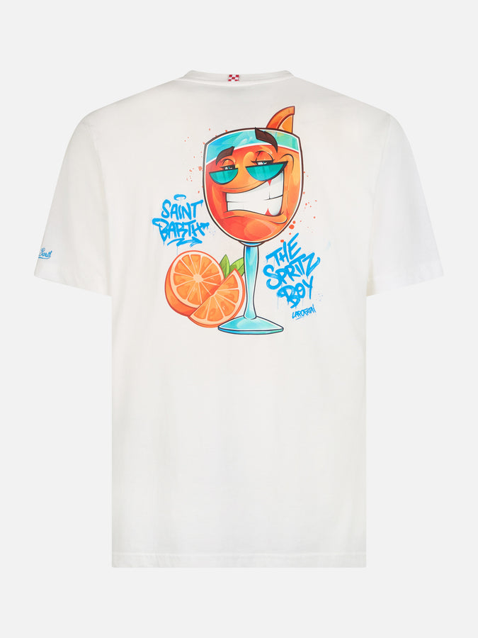 Mc2 Saint Barth T-shirt Da Uomo In Cotone Con Stampa Piazzata Cryptopuppets Spritz Davanti E Dietro | EDIZIONE SPECIALE CRYPTOPUPPETS