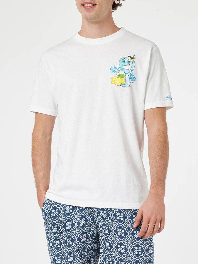 Mc2 Saint Barth T-shirt Da Uomo In Cotone Con Stampa Piazzata Cryptopuppets Gin Tonic Davanti E Dietro | EDIZIONE SPECIALE CRYPTOPUPPETS