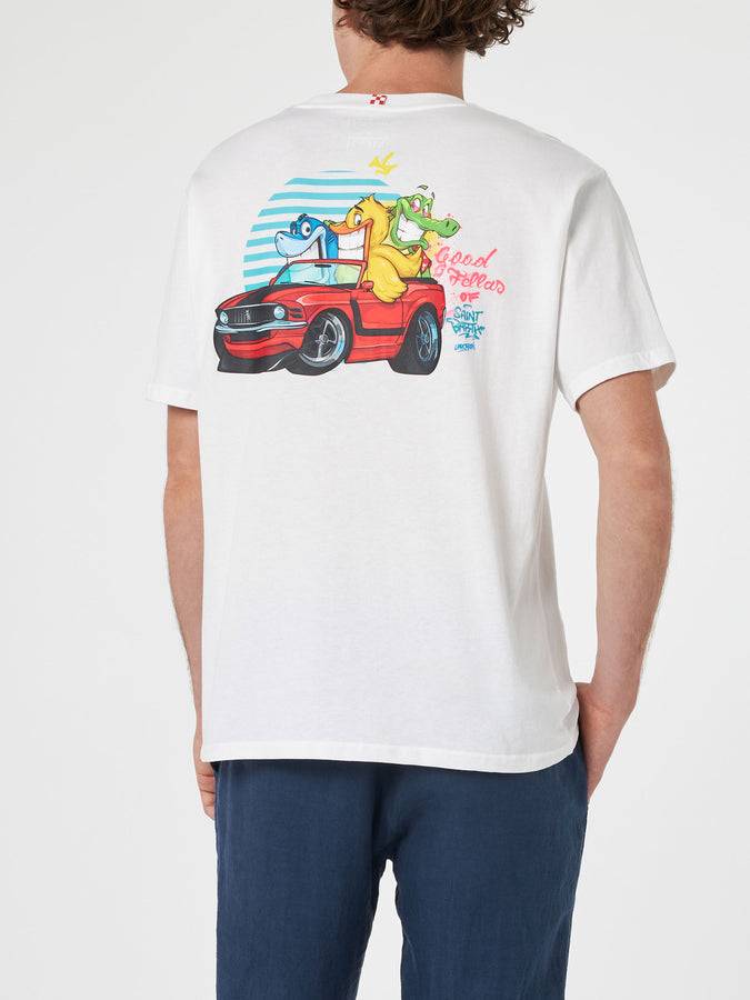 Mc2 Saint Barth T-shirt Da Uomo In Cotone Con Stampa Piazzata Cryptopuppets Good Fellas | EDIZIONE SPECIALE CRYPTOPUPPETS