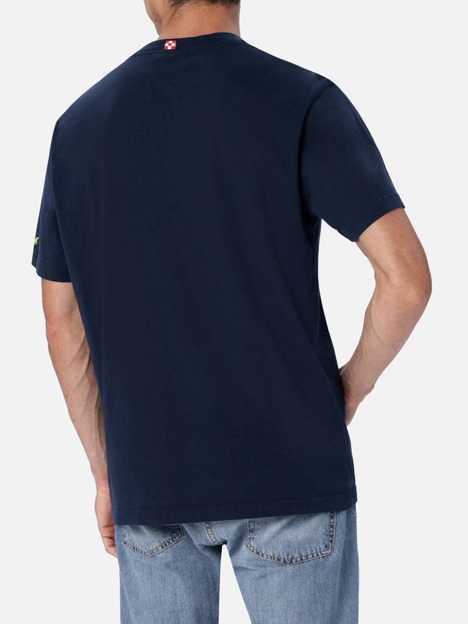 Mc2 Saint Barth T-shirt Da Uomo In Cotone Con Stampa Piazzata E Ricamo Lodola | MARCO LODOLA EDIZIONE SPECIALE