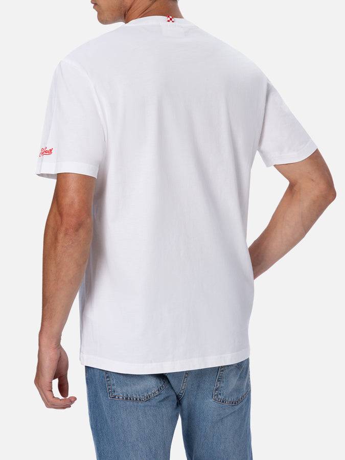 Mc2 Saint Barth T-shirt Da Uomo In Cotone Con Stampa Piazzata E Ricamo Montecarlo