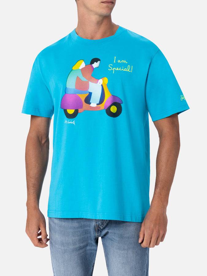 Mc2 Saint Barth T-shirt da uomo in cotone con stampa piazzata e ricamo Lodola | MARCO LODOLA EDIZIONE SPECIALE