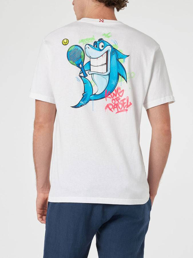 Mc2 Saint Barth T-shirt Da Uomo In Cotone Con Stampa Piazzata Fronte E Retro Crypto Puppets Shark Padel | EDIZIONE SPECIALE CRYPTO PUPPETS
