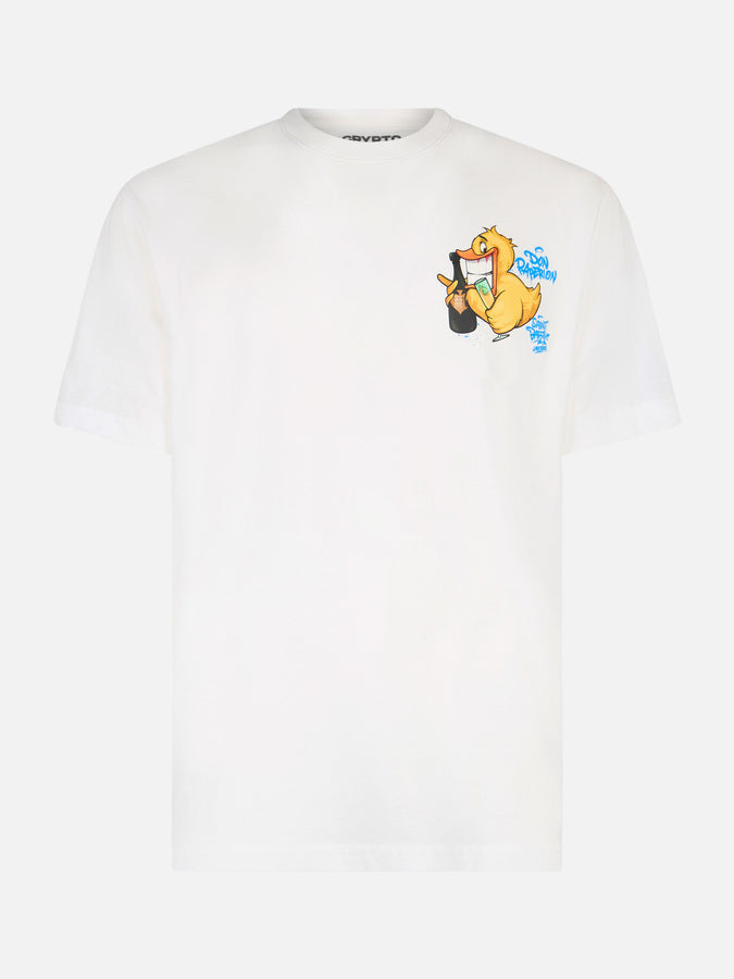 Mc2 Saint Barth T-shirt Da Uomo In Cotone Con Stampa Piazzata Fronte E Retro Cryptopuppets Ducky Bollicine | EDIZIONE SPECIALE CRYPTOPUPPETS