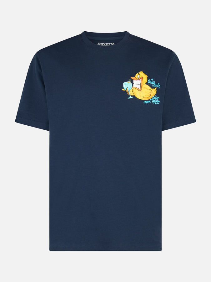 Mc2 Saint Barth T-shirt Da Uomo In Cotone Con Stampa Piazzata Fronte E Retro Dei Cryptopuppets Ducky Gin | EDIZIONE SPECIALE CRYPTOPUPPETS