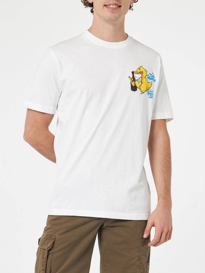 Mc2 Saint Barth T-shirt Da Uomo In Cotone Con Stampa Piazzata Fronte E Retro Cryptopuppets Ducky Bollicine | EDIZIONE SPECIALE CRYPTOPUPPETS