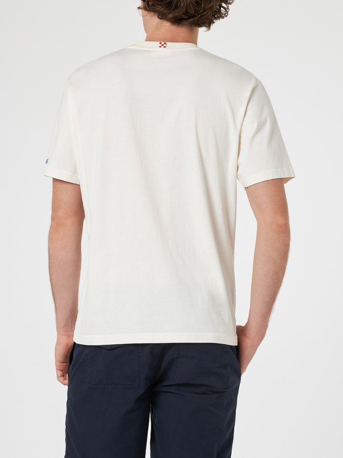Mc2 Saint Barth T-shirt Da Uomo In Cotone Con Stampa Piazzata Happy Hour