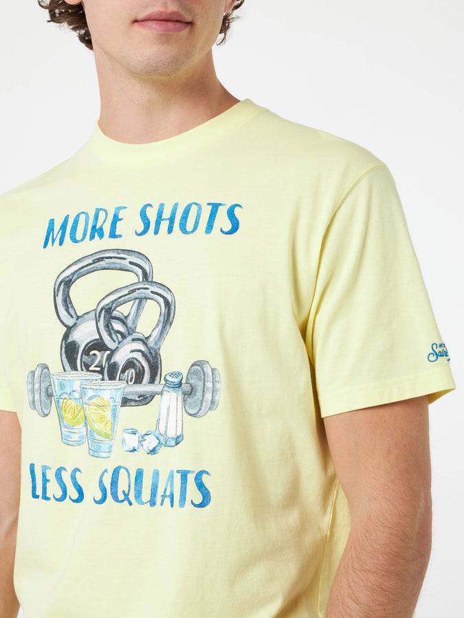 Mc2 Saint Barth T-shirt Da Uomo In Cotone Con Stampa Piazzata More Shots Less Squats