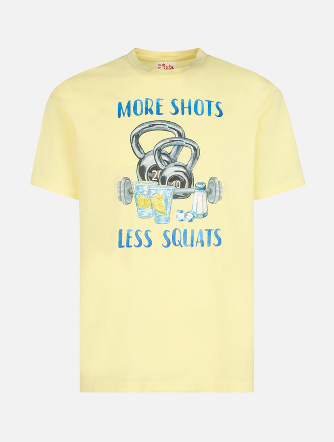 Mc2 Saint Barth T-shirt Da Uomo In Cotone Con Stampa Piazzata More Shots Less Squats