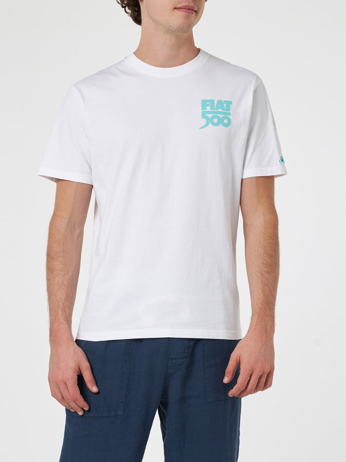 Mc2 Saint Barth T-shirt Da Uomo In Cotone Con Stampa Piazzata Spiaggina Davanti E Dietro | FIAT 500 EDIZIONE SPECIALE