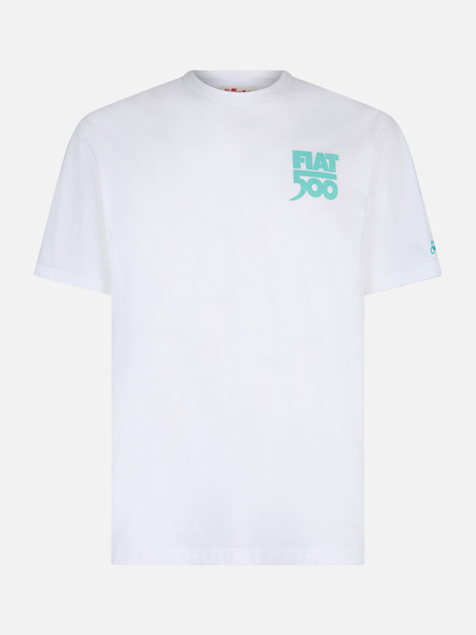 Mc2 Saint Barth T-shirt Da Uomo In Cotone Con Stampa Piazzata Spiaggina Davanti E Dietro | FIAT 500 EDIZIONE SPECIALE