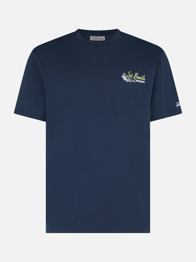 Mc2 Saint Barth T-shirt Da Uomo In Cotone Con Stampa Piazzata St. Barth Resort
