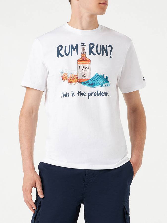 Mc2 Saint Barth T-shirt da uomo in cotone con stampa Rum or Run